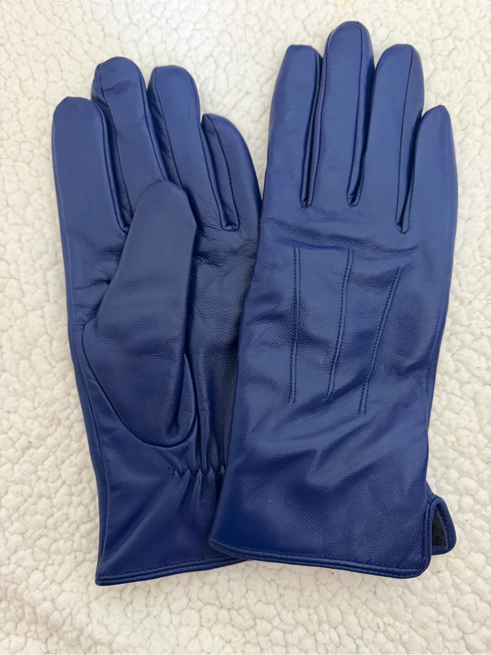 Classic Navy Leather Gloves for Women